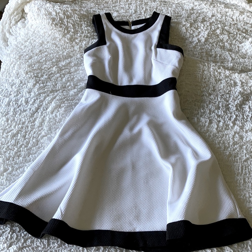Worn 2x White dress black trim with cut out